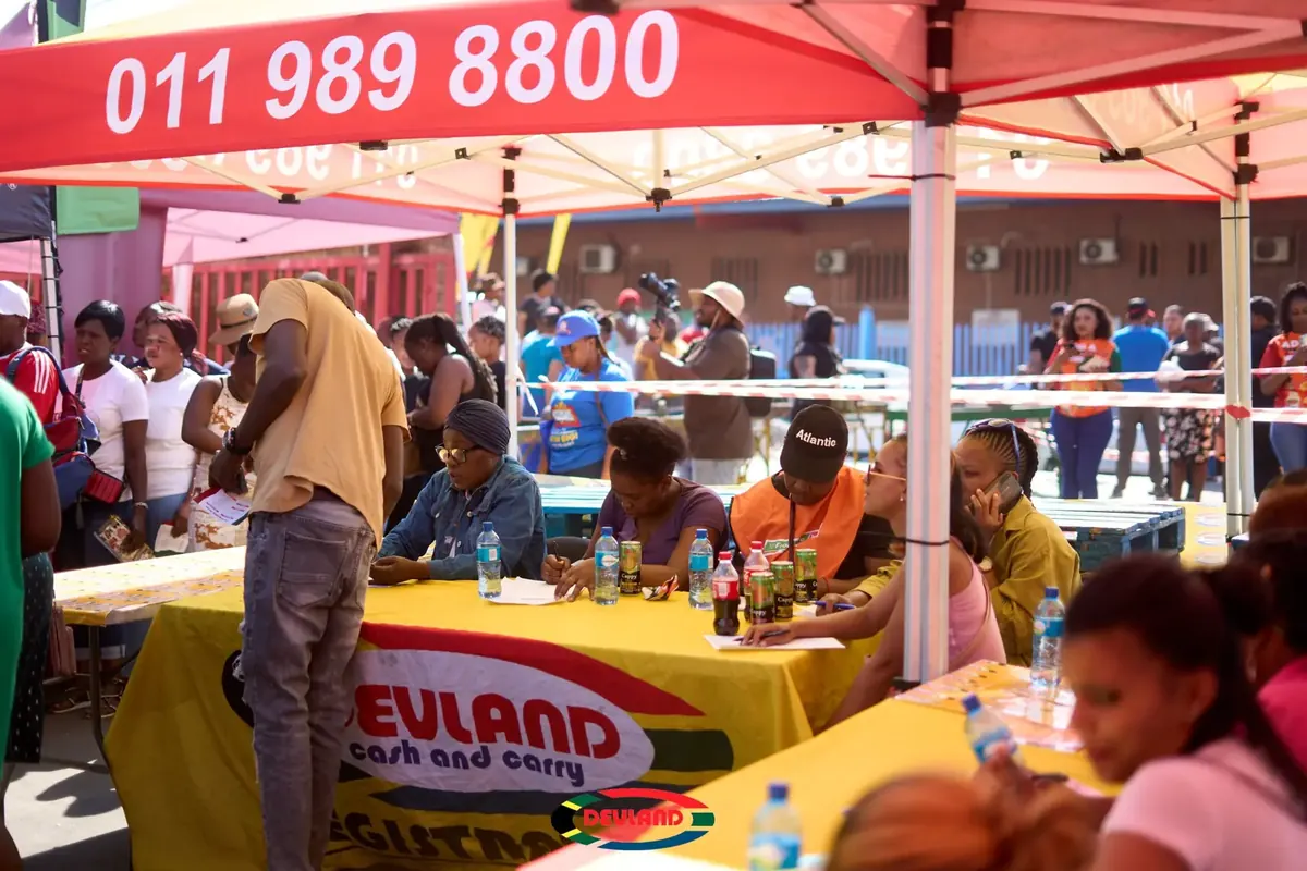 A Devland Cash and Carry stand at a stokvel day